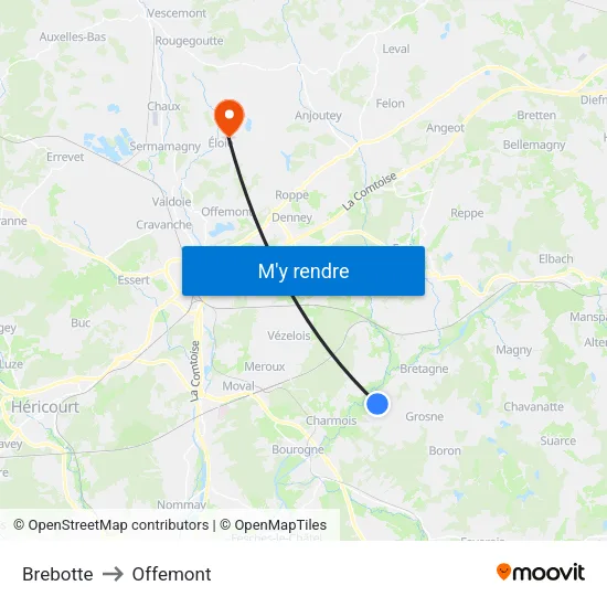 Brebotte to Offemont map