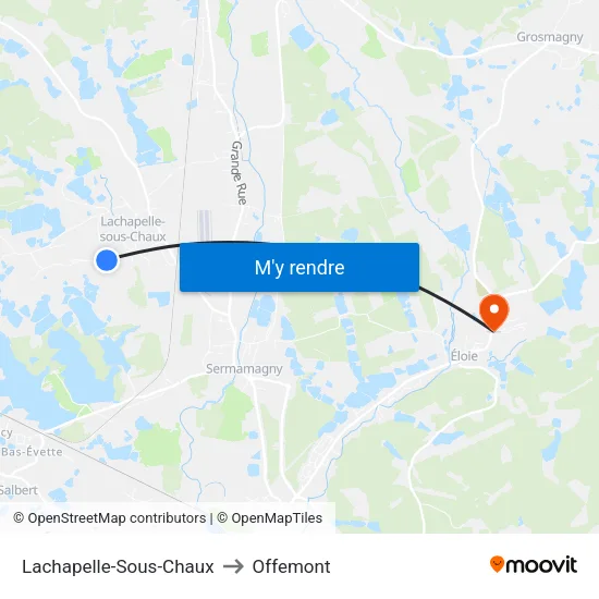 Lachapelle-Sous-Chaux to Offemont map