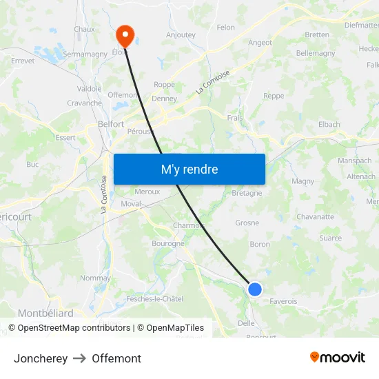 Joncherey to Offemont map