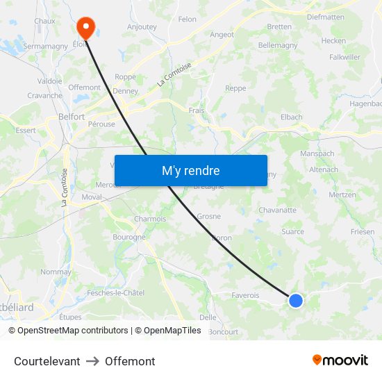 Courtelevant to Offemont map