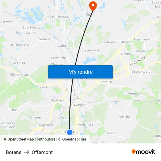 Botans to Offemont map