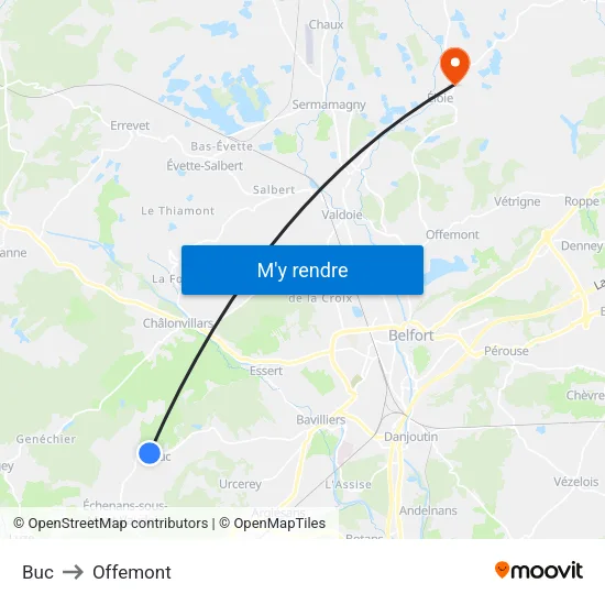 Buc to Offemont map