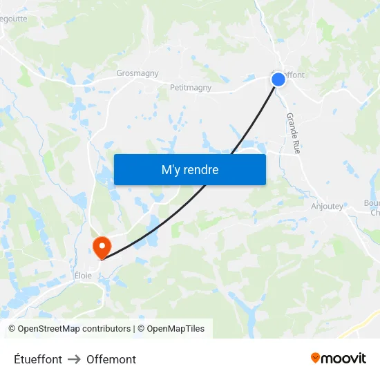 Étueffont to Offemont map
