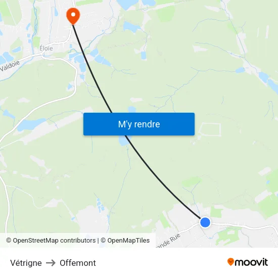 Vétrigne to Offemont map