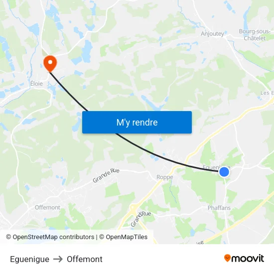 Eguenigue to Offemont map