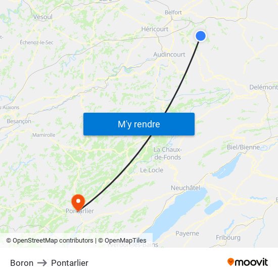 Boron to Pontarlier map