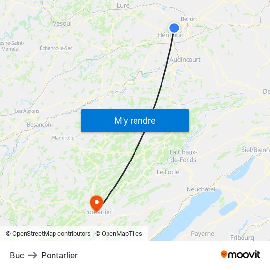 Buc to Pontarlier map