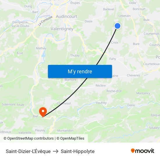 Saint-Dizier-L'Évêque to Saint-Hippolyte map
