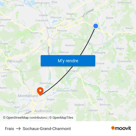 Frais to Sochaux-Grand-Charmont map