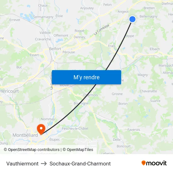 Vauthiermont to Sochaux-Grand-Charmont map
