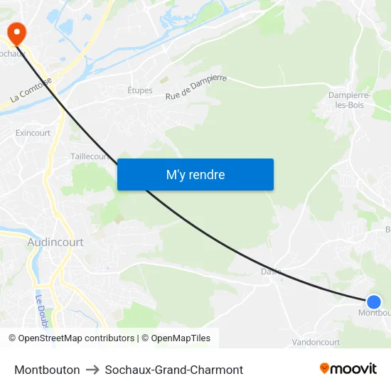Montbouton to Sochaux-Grand-Charmont map