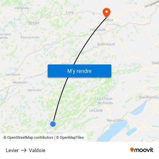 Levier to Valdoie map