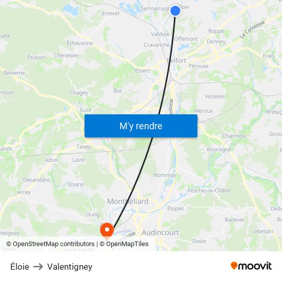 Éloie to Valentigney map