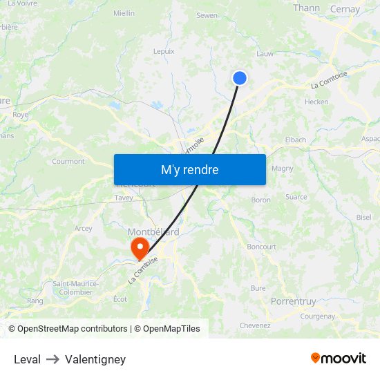 Leval to Valentigney map