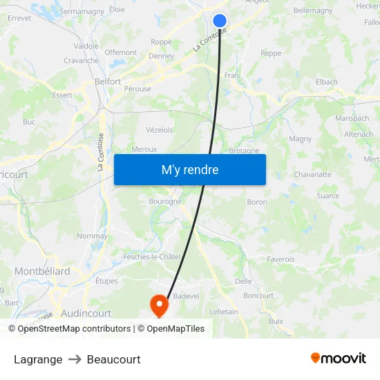 Lagrange to Beaucourt map