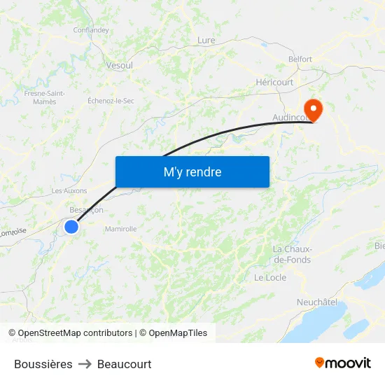 Boussières to Beaucourt map