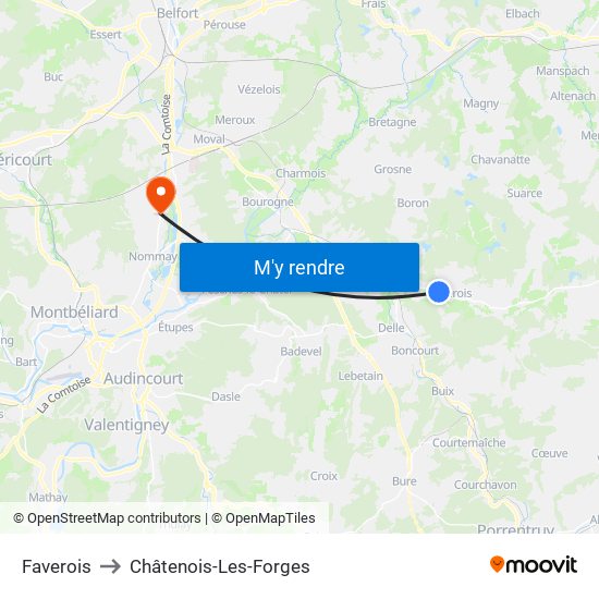Faverois to Châtenois-Les-Forges map