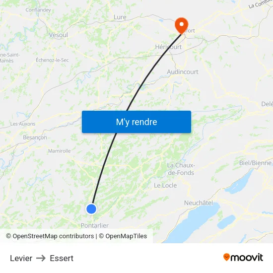 Levier to Essert map
