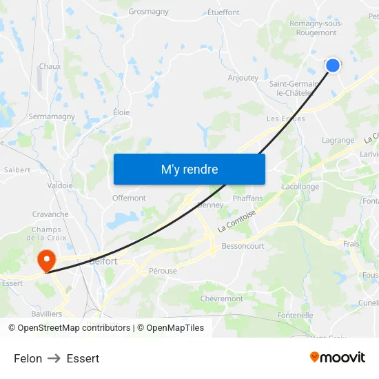 Felon to Essert map