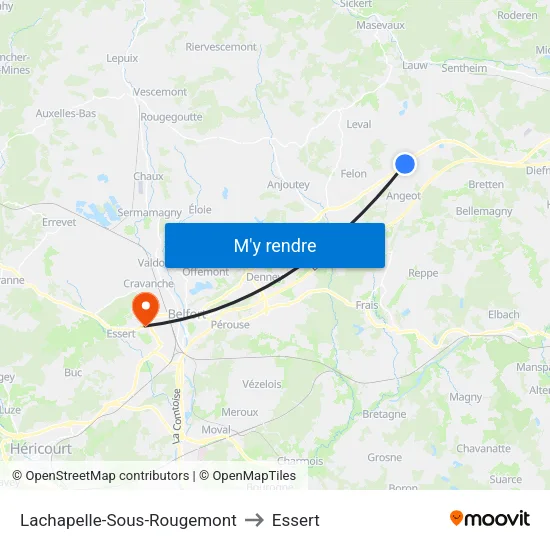 Lachapelle-Sous-Rougemont to Essert map