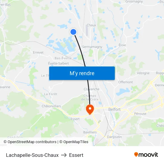 Lachapelle-Sous-Chaux to Essert map