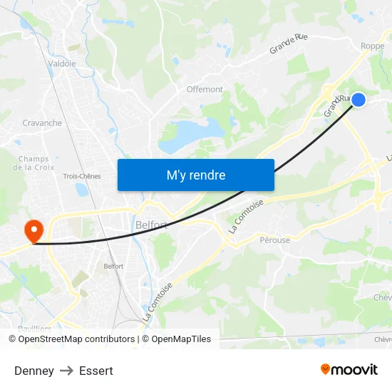 Denney to Essert map