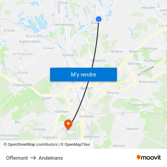 Offemont to Andelnans map