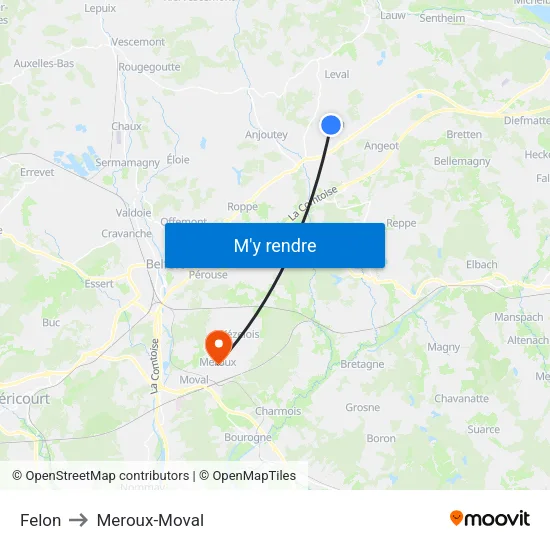 Felon to Meroux-Moval map