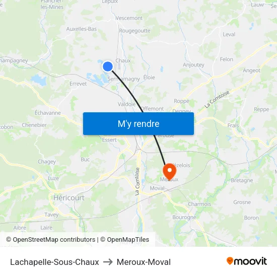 Lachapelle-Sous-Chaux to Meroux-Moval map