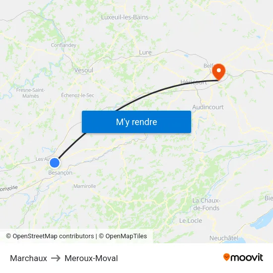 Marchaux to Meroux-Moval map