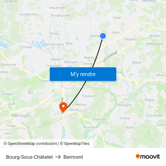 Bourg-Sous-Châtelet to Bermont map