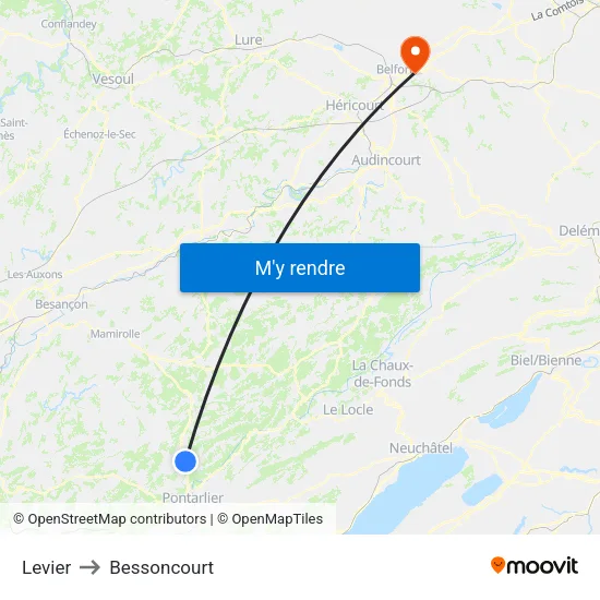 Levier to Bessoncourt map