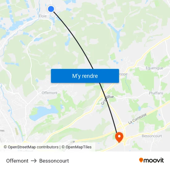 Offemont to Bessoncourt map