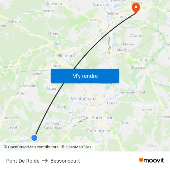 Pont-De-Roide to Bessoncourt map