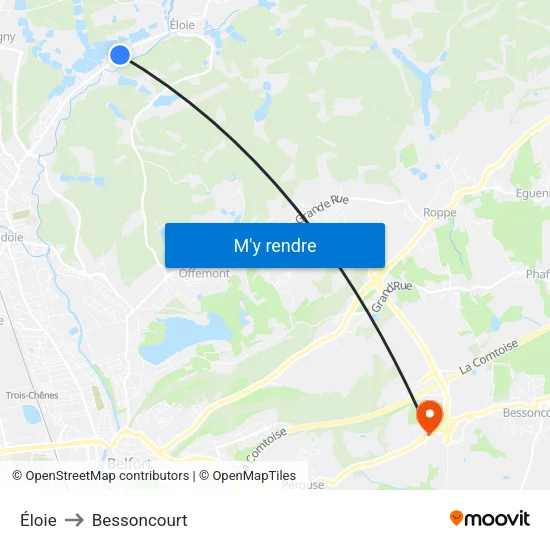 Éloie to Bessoncourt map