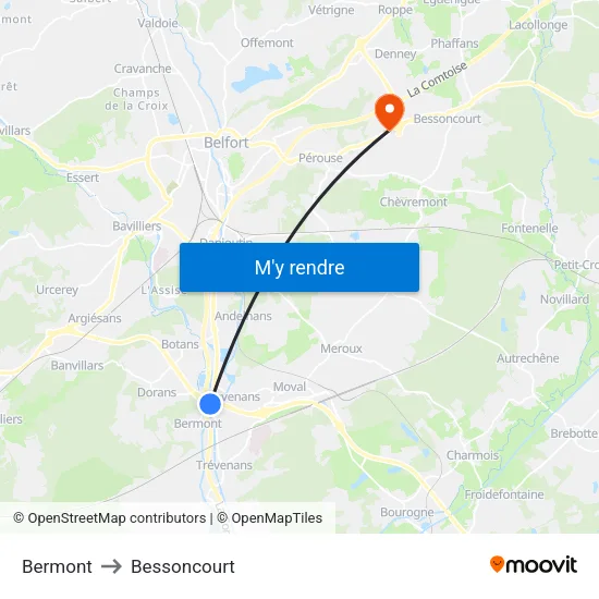 Bermont to Bessoncourt map