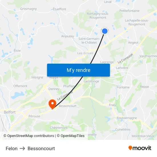 Felon to Bessoncourt map