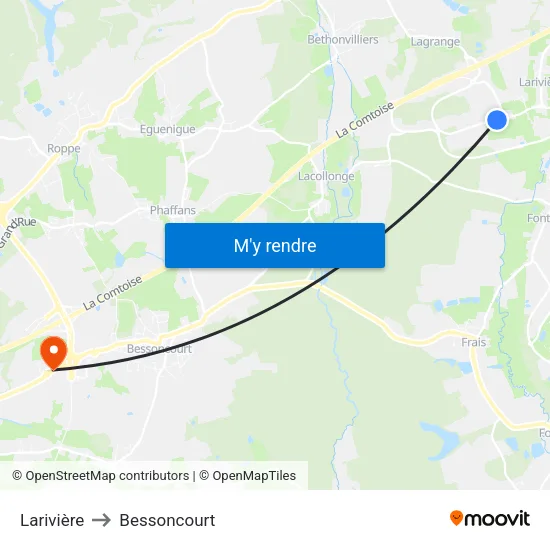 Larivière to Bessoncourt map