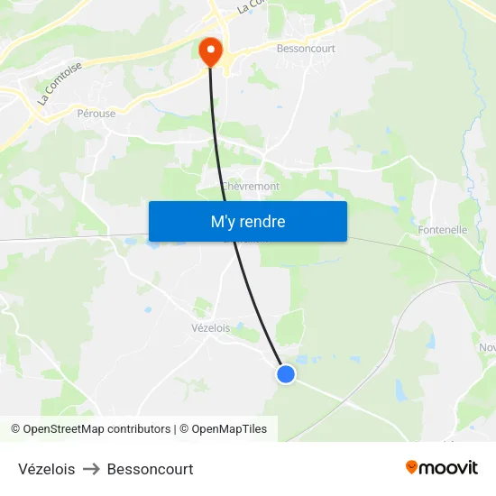 Vézelois to Bessoncourt map