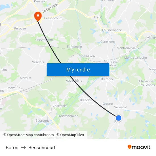Boron to Bessoncourt map