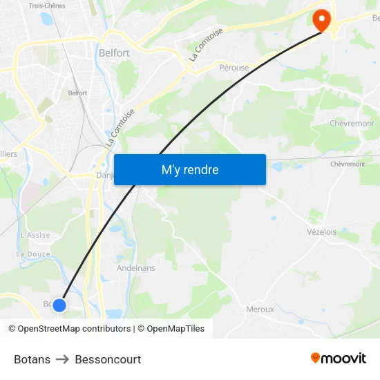 Botans to Bessoncourt map