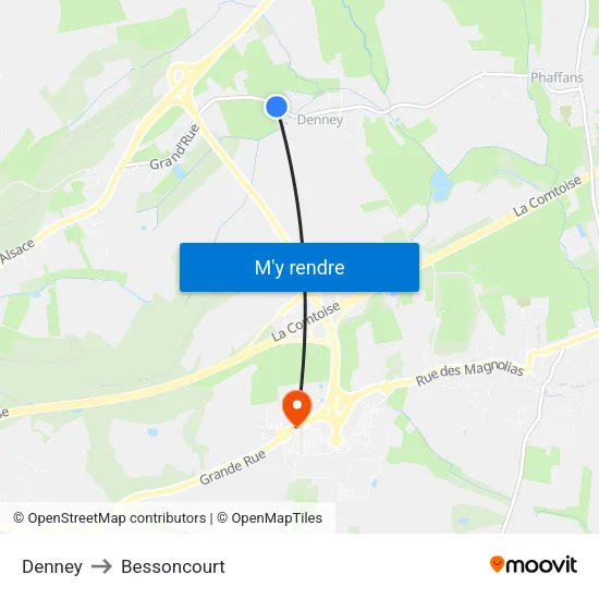 Denney to Bessoncourt map