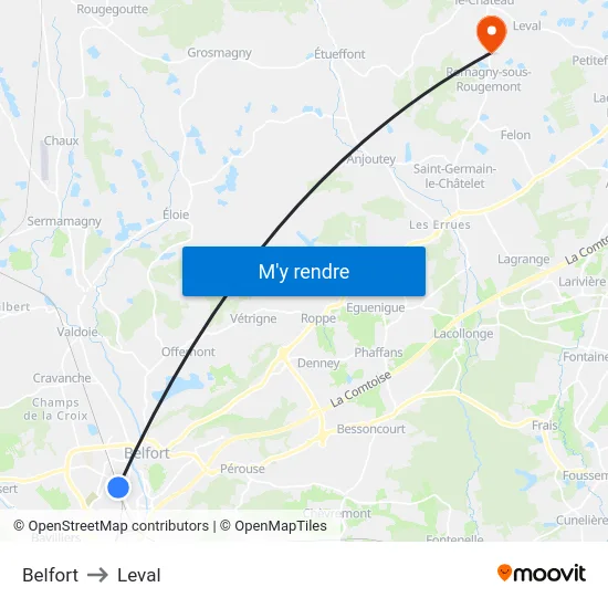 Belfort to Leval map
