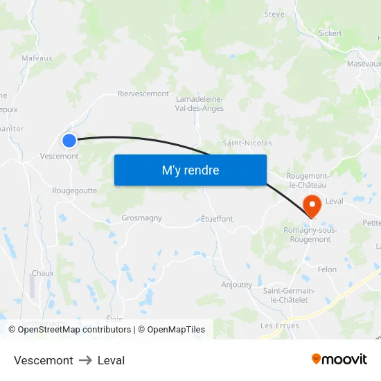 Vescemont to Leval map