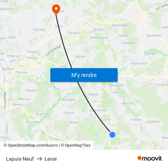 Lepuix-Neuf to Leval map
