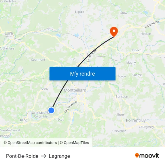 Pont-De-Roide to Lagrange map