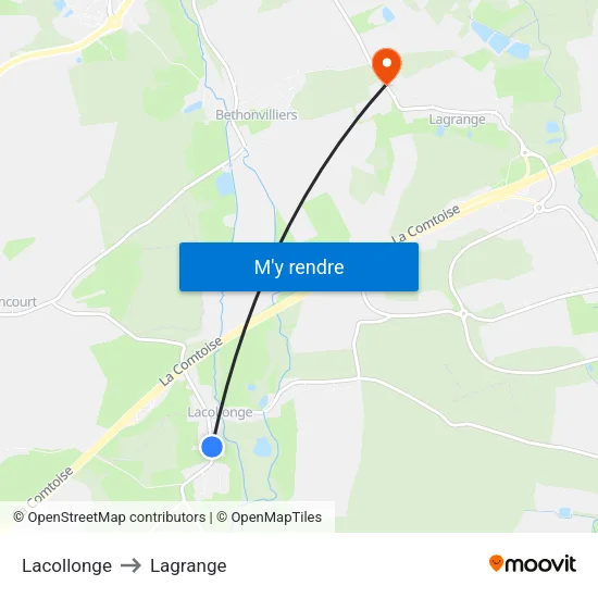 Lacollonge to Lagrange map