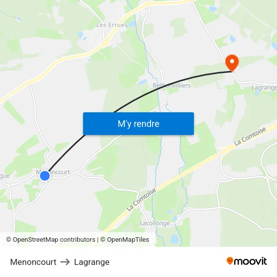 Menoncourt to Lagrange map