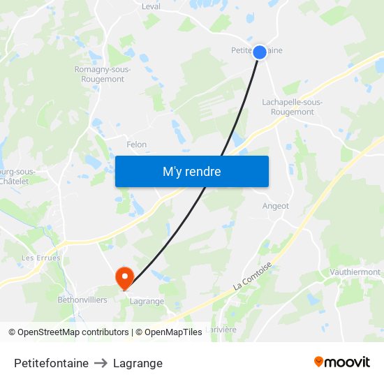 Petitefontaine to Lagrange map