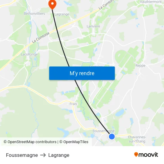 Foussemagne to Lagrange map